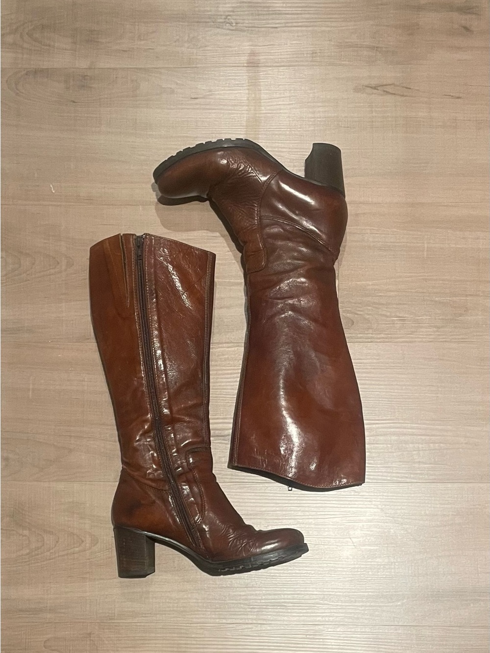 Brown Leather Mid-Calf Women's Boots